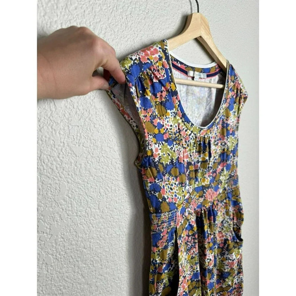 Boden Floral Dress Short Sleeves Size 4 Petite Floral Multicolor Pockets - Picture 3 of 8